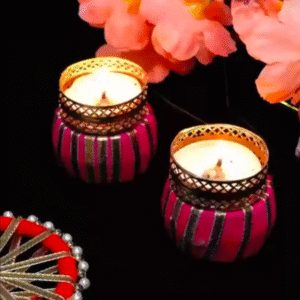 Beautiful Dholak Tea Light Candle Holders 6Pcs – Indian Wedding Return Gifts, Diwali Festive & Housewarming Decor