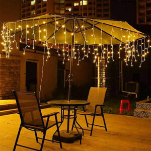 Outdoor Waterproof Solar Icicle LED Curtain Lights 20M – IP65 Garden & Corridor Railing Decoration