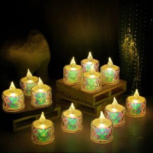 Crystal Diamond Reflection LED Tealight Candle | Rainbow Color Changing | Pack of 6