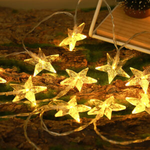 LED Star String Lights – Battery Powered Bubble Pentagram Fairy Lights for Christmas Tree, Gardens, Weddings & Indoor/Outdoor Decorations