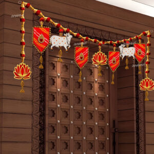 38" Traditional MDF Raani Lotus Vertical Door Hanging – Welcome Wall Decoration for Diwali & Festivals