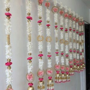 Elegant Bead & Flower Tassel Garland 5Pcs– Mandir & Home Decor