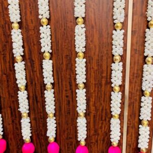 Artificial Jasmine Flower Lotus Bud Garland for Indian Wedding Décor, Sangeet, Mehndi, Backdrop, Wall & Door Hanging – 3 Feet