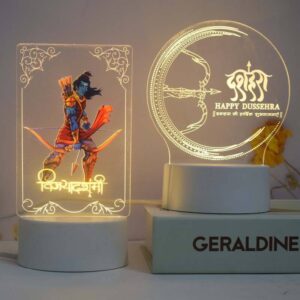 Shri Ram Vijayadashami 3D LED Night Lamp – Festive Acrylic Table Light with USB