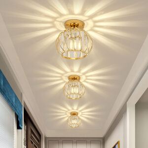 Modern Elegance Golden Crystal Ceiling Light – Indoor Decorative Fixture for Home & Restaurants