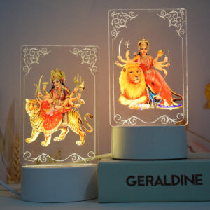 Maa Durga 3D LED Night Lamp – Acrylic USB Decorative Table Light for Navratri