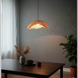 Bamboo Hanging Light | Boho Cane Wicker Ceiling Pendant Lamp for Living Room, Balcony & Indoor Outdoor Decor – Krisha