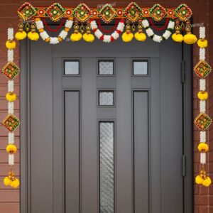“Ginni with Side Hanging” Traditional Diwali Door Hanging — Handcrafted Fabric & Bead Wall Decor